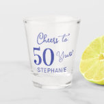 Lavender Cheers to 50 Years 50th Birthday Party Shot Glass<br><div class="desc">Elegant Lavender Cheers to 50 Years 50th Birthday Party Shot Glass Special unique Elegant Lavender 50th Birthday Party birthday shot glasses specially designed for guests at your friend's milestone birthday party. Display these shot glasses on the place settings at your elegant planned birthday party. Perfect for inside a favour bag...</div>