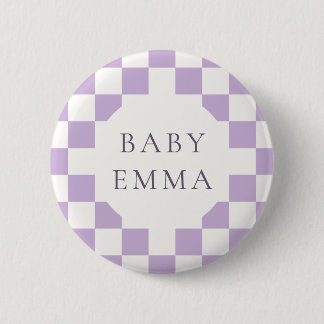 Lavender Chequerboard Baby Emma Shower 2 Inch Round Button