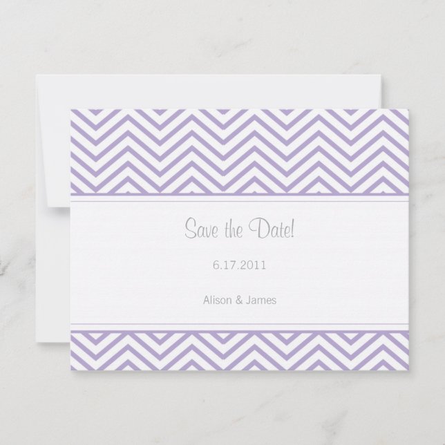 Lavender Chevron Print Save the Date Annoucement (Front)