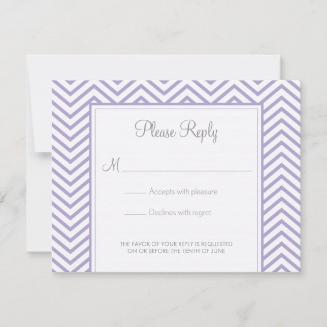 Lavender Chevron Print Wedding Response Card (Front)