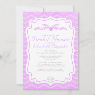 Lavender Chevron Stripes Bridal Shower Invitations