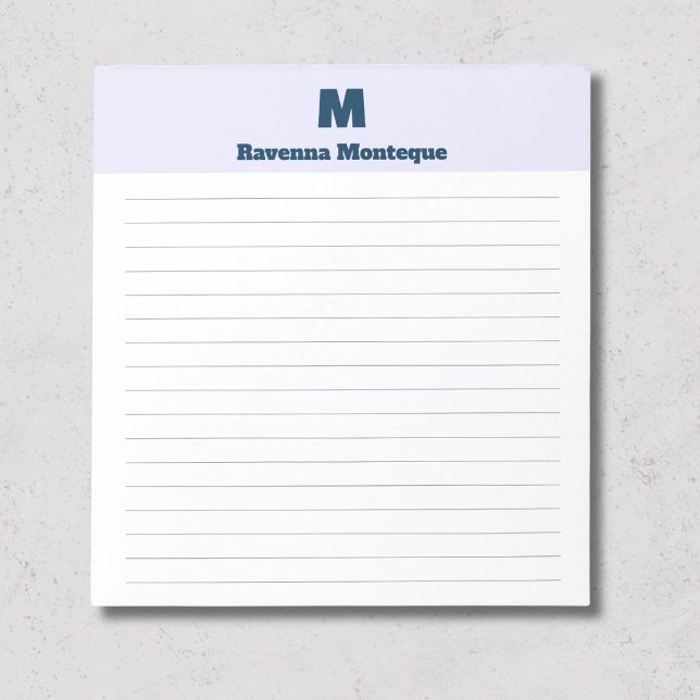Lavender Chic Personalized Monogram Name Lined Notepad (Creator Uploaded)