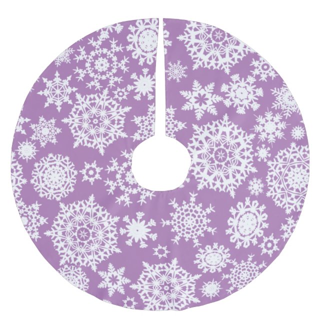 Lavender Christmas Snowflake Pattern Tree Skirt (Front)
