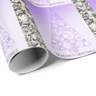 Lavender Christmas tree on silver background Wrapping Paper