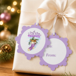 Lavender Christmas Watercolor Stocking Ornament Card