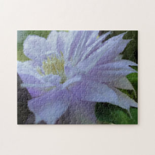 Lavender Clematis Flower Art Photo Painting  Jigsaw Puzzle