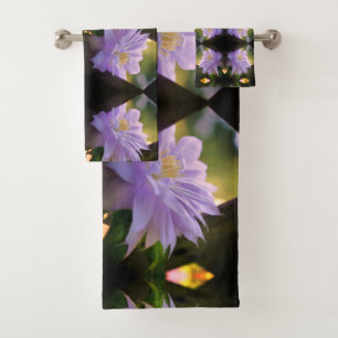 Lavender Clematis Flower In Trellis Abstract Bath Towel Set