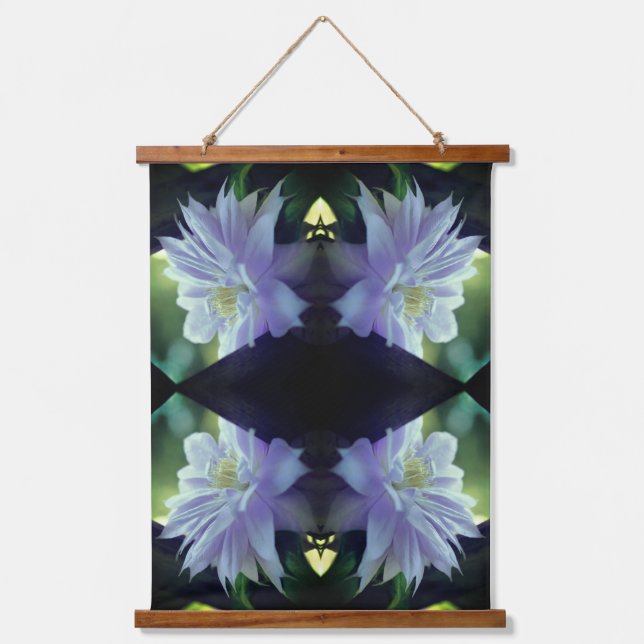Lavender Clematis Flower In Trellis Abstract Hanging Tapestry (Front)
