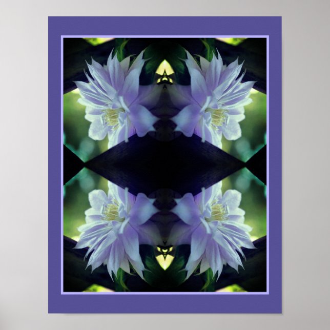 Lavender Clematis Flower In Trellis Abstract Poster (Front)