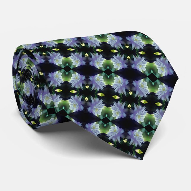 Lavender Clematis Flower In Trellis Pattern Tie (Rolled)