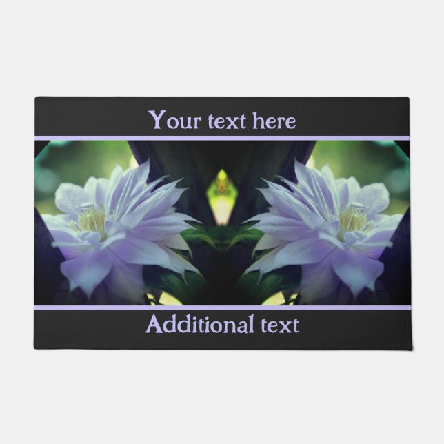 Lavender Clematis Flower In Trellis Personalized Doormat (Front)
