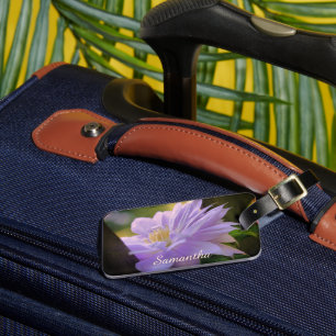 Lavender Clematis Flower In Trellis Personalized   Luggage Tag