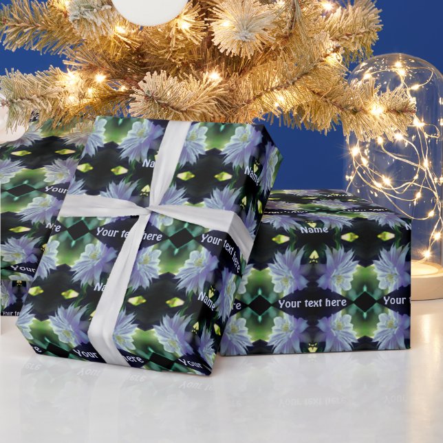 Lavender Clematis Flower In Trellis Personalized Wrapping Paper (Holidays)