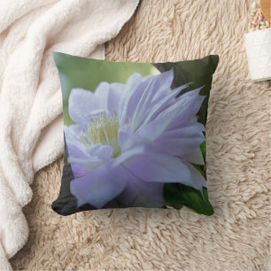 Lavender Clematis Flower Nestled In Trellis  Throw Pillow