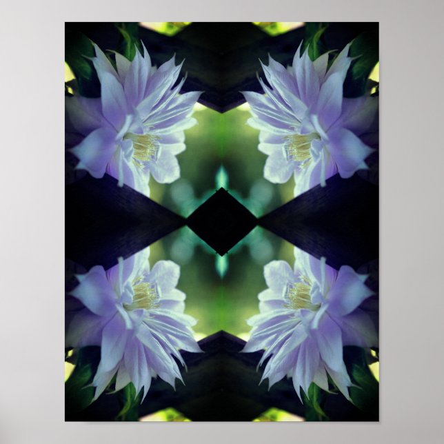 Lavender Clematis Flower Trellis Mirror Abstract  Poster (Front)