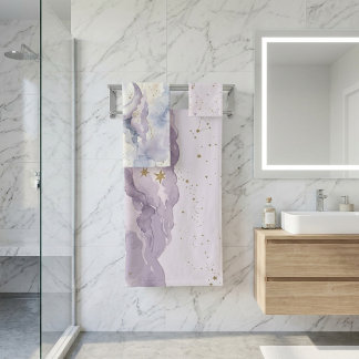 Lavender cloud watercolour celestial Bath Towel Set