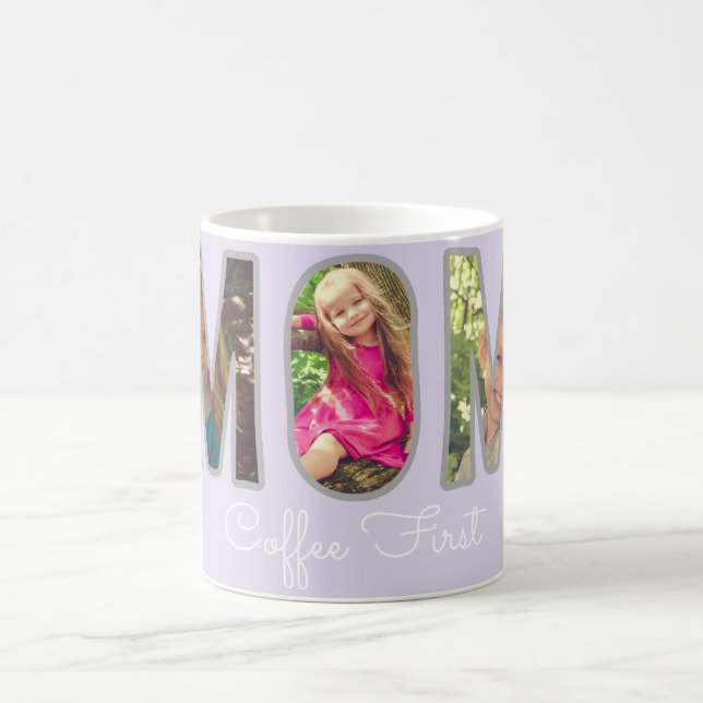 Lavender Coffee First MOM Photo Collage Coffee Mug (Center)