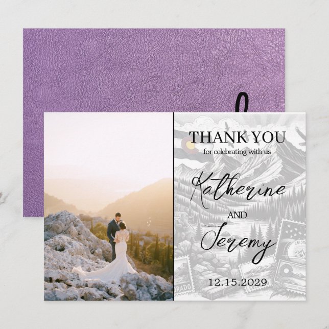 Lavender Colorado Passport Thank You Card (Front/Back)