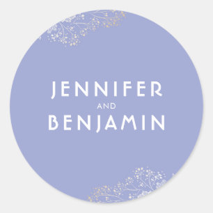 Lavender Colour Elegant Baby's Breath Wedding Classic Round Sticker