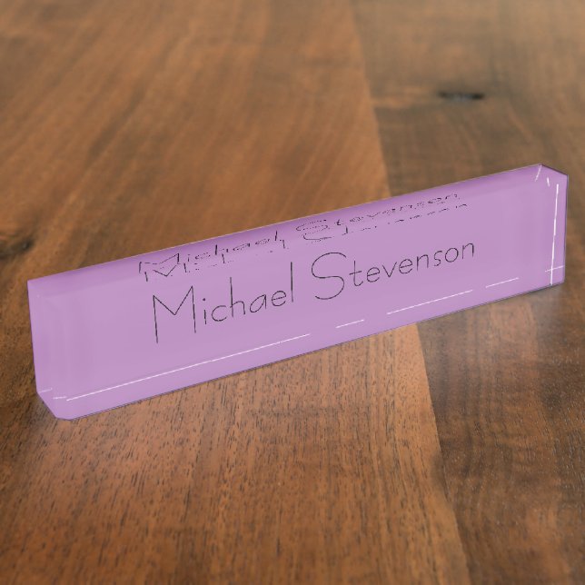 Lavender Colour Elegant Modern Minimalist Nameplate (Side)