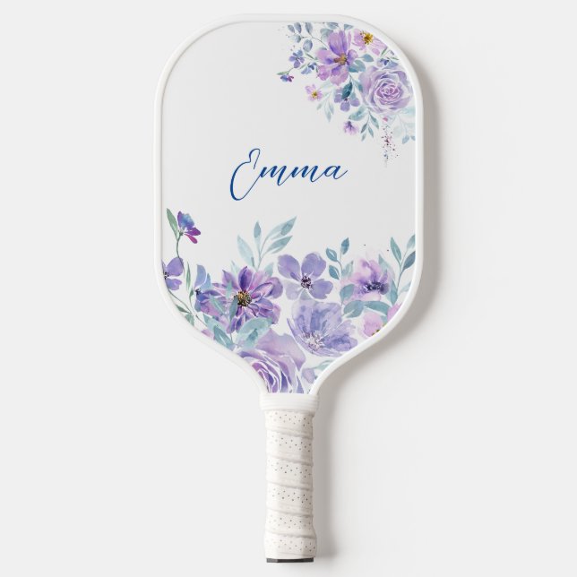 Lavender Coloured Floral Bouquet Pickleball Paddle (Front)
