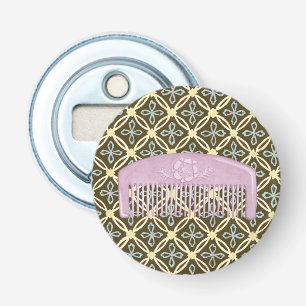 Lavender Comb on Chocolate Background Bottle Opener