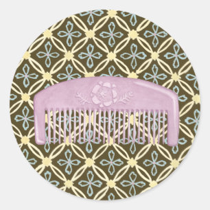 Lavender Comb on Chocolate Background Classic Round Sticker