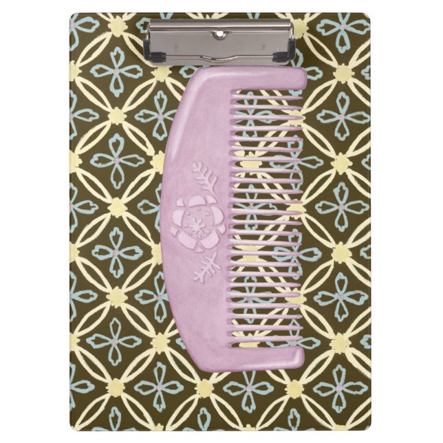 Lavender Comb on Chocolate Background Clipboard (Front)