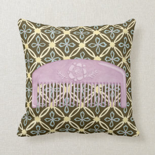 Lavender Comb on Chocolate Background Throw Pillow