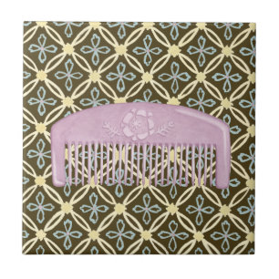 Lavender Comb on Chocolate Background Tile