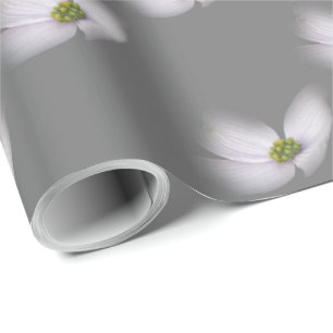 Lavender Cosmos flower on Grey Wrapping Paper