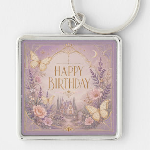 Lavender Cottage Birthday Dreamscape Keychain