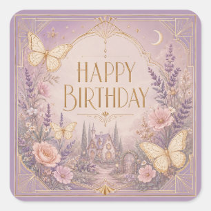 Lavender Cottage Birthday Dreamscape Square Sticker
