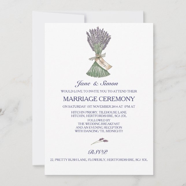 Lavender Country Garden Wedding Invitation (Front)