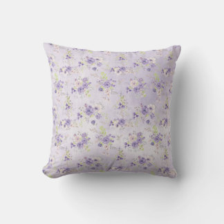 Lavender Countryside Flowers Throw Pillow