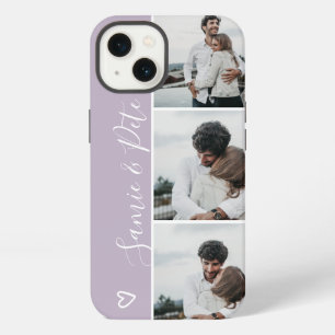 Lavender couple names 3 photos collage grid iPhone 13 case