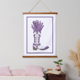 Lavender Cowboy Boot Hanging Tapestry