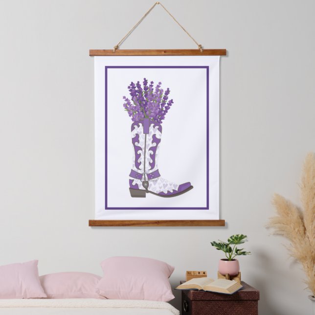 Lavender Cowboy Boot Hanging Tapestry (Bedroom)