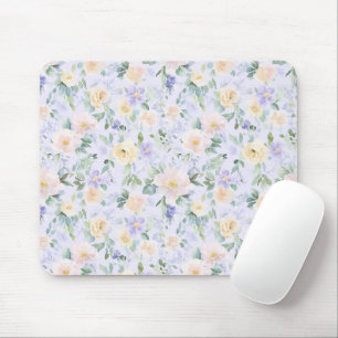 Lavender Cream Floral Mouse Pad
