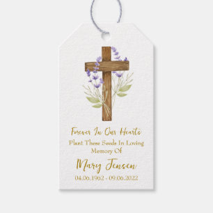 Lavender Cross Memorial Funeral Seed Packet  Gift Tags