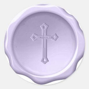 Lavender Cross Religious Purple Wax Seal Embossed