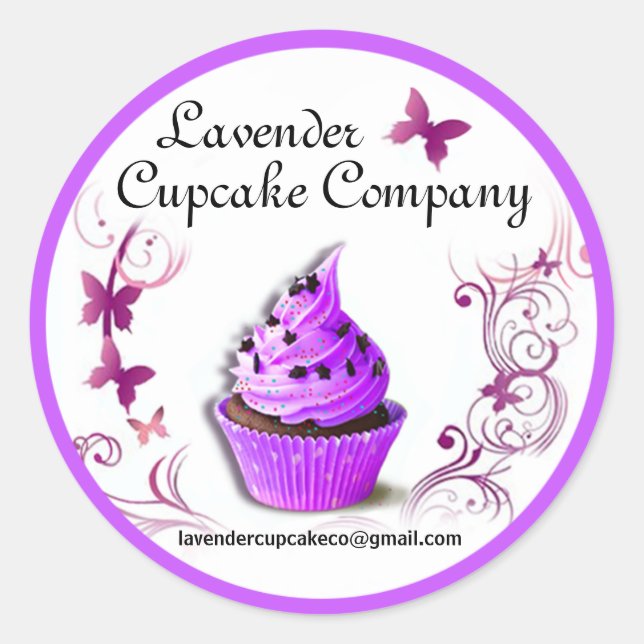 Lavender Cupcake Co Sticker bordure violet grande (Devant)
