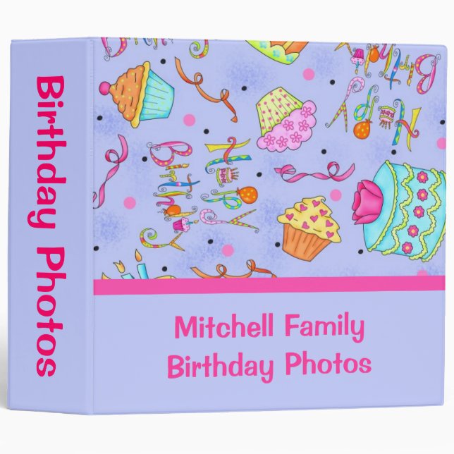 Lavender Cupcakes Cake Custom Birthday Album Binder (Front/Spine)