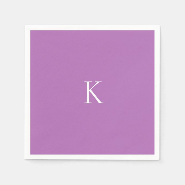 Lavender Custom Initial Cocktail  Napkin (Front)