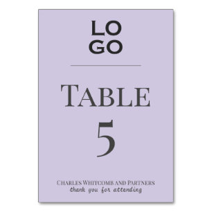 Lavender Custom Logo Business Corporate Event Table Number