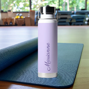 Lavender custom name script water bottle