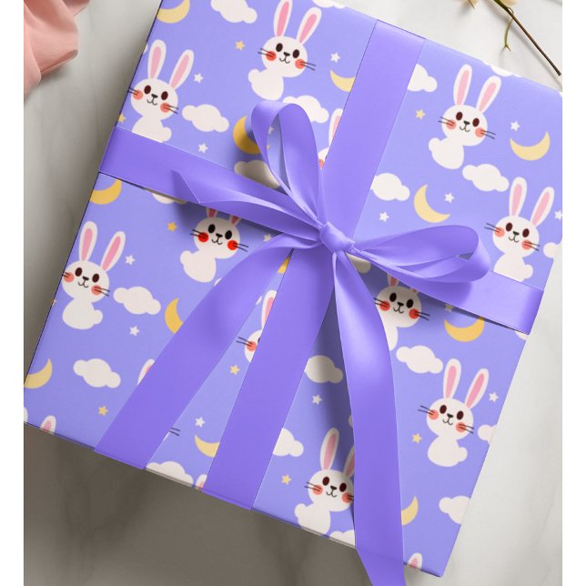 Lavender Cute Easter Bunny The Year of The Rabbit Wrapping Paper (Creator Uploaded)