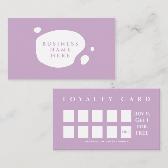 Lavender Cute Minimalist Salon Coffee Shop Loyalty Card (Front/Back)