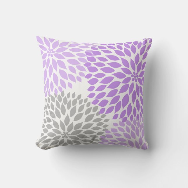 Lavender Dahlia floral home decor Throw Pillow (Front)