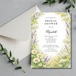 Lavender Daises Wildflowers Greenery Bridal Shower Invitation